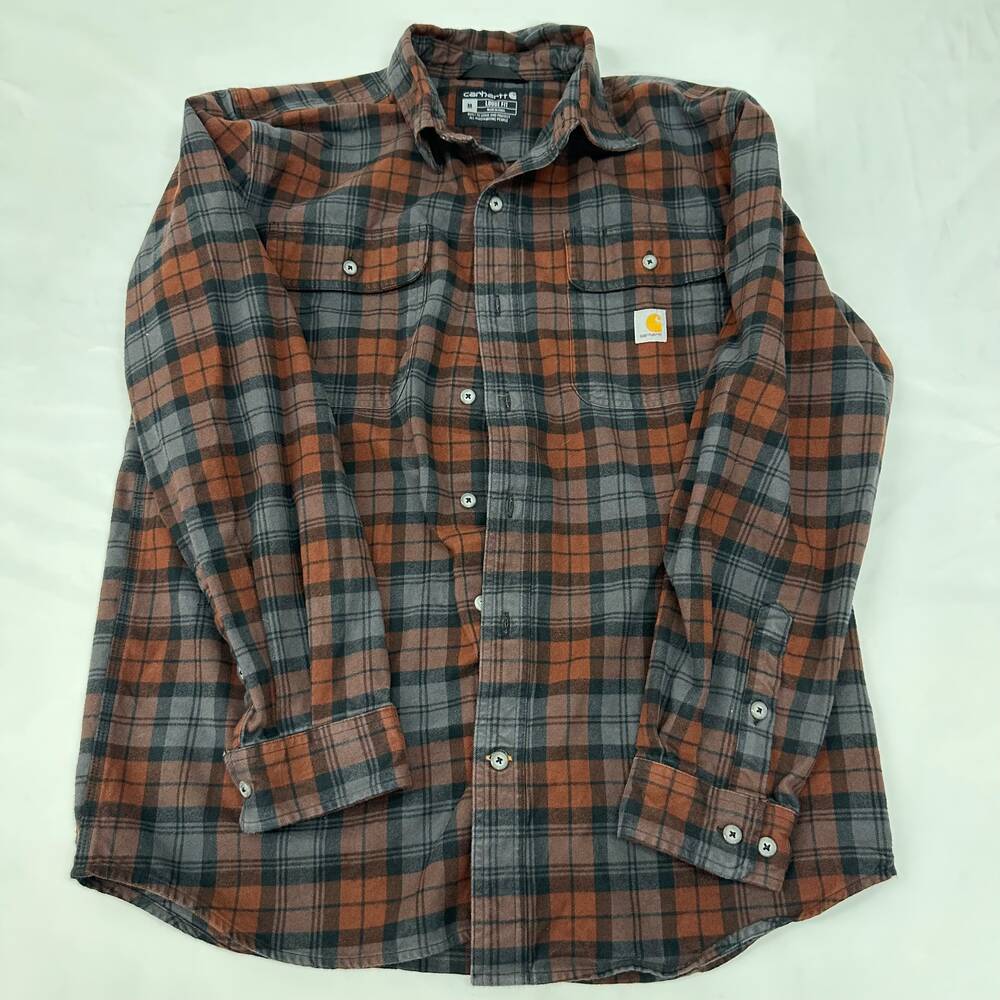 Carhartt Loose Fit Flannel Shirt Plaid Mens Medium Workwear
